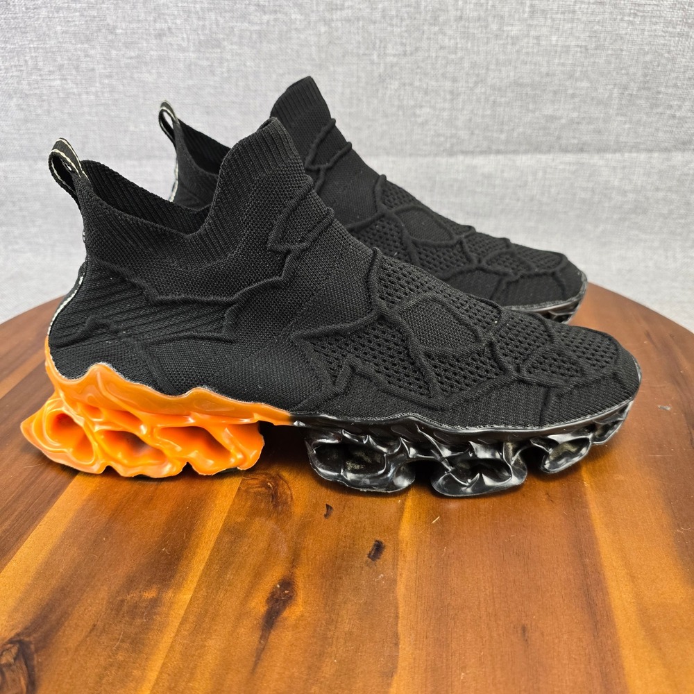 Black Orange Mens Athletic Sneakers Sock Fit Chunky Sole Trsil Running Shoe